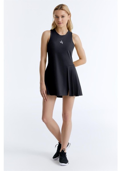 ED202301-06 Sonia Dry-touch Kadın Tenis Elbisesi Siyah ( Golf , Padel , Dans )