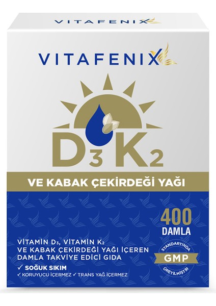 D3 K2 Ve Kabak Çekirdeği Yağı İçeren Vitamin 1000 Iu 20 ml Damla