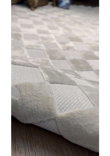 Iskandinav Halı Kare Model Krem Modern Salon Halısı Koridor Halısı Yolluk Oturma Odası Saçaklı Halı modelleri