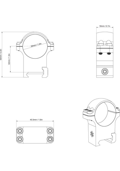 X-Accu 30MM Çelik Weaver Orta Profil Dürbün Halkaları XASR-S12