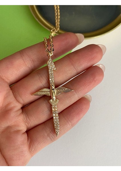Vıp Seri - Zirkon Taşlı Kuş Kararmaz Çelik Kadın Gold Kolye fırsatları