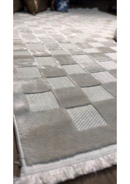 Iskandinav Halı Kare Model Krem Modern Salon Halısı Koridor Halısı Yolluk Oturma Odası Saçaklı Halı fırsatları