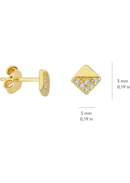 14 Ayar Altın Minik Kare Taşlı Küpe 0,84 gr modelleri