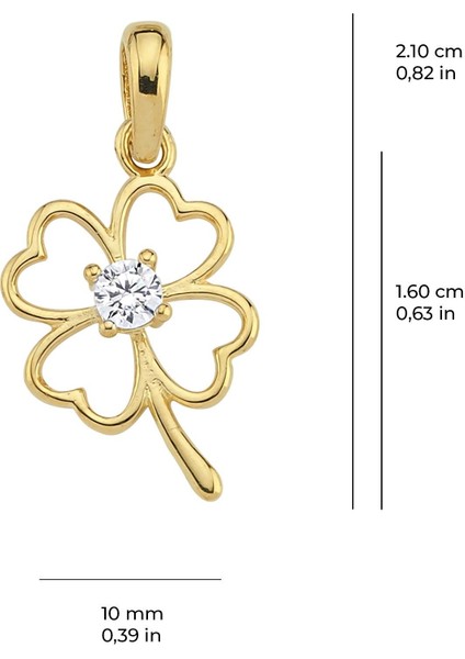 14 Ayar Altın Tek Taşlı Yonca Kolye Ucu 0,69 gr fiyatları