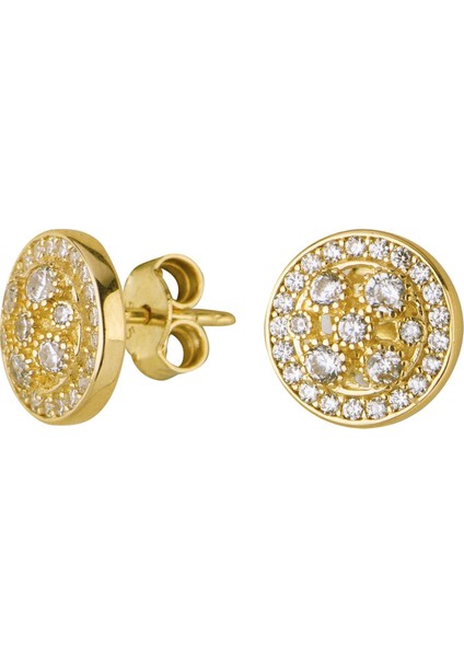 14 Ayar Altın Yuvarlak Taşlı Küpe 2,13 gr