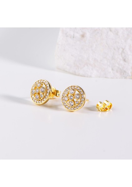 14 Ayar Altın Yuvarlak Taşlı Küpe 2,13 gr modelleri