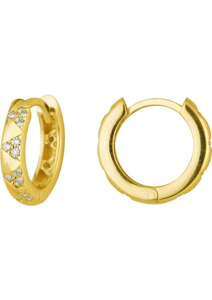 14 Ayar Modern Taşlı Halka Altın Küpe 2,56 gr