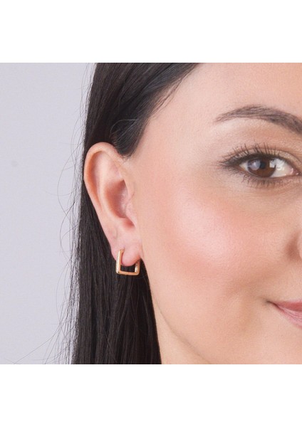 14 Ayar Taşlı Kare Halka Altın Küpe 2,42 gr indirimleri