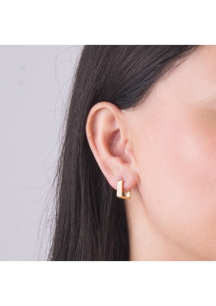 14 Ayar Taşlı Kare Halka Altın Küpe 3,12 gr indirimleri