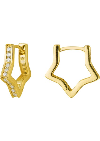 14 Ayar Yıldız Taşlı Halka Altın Küpe 2,47 gr