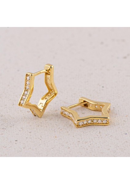 14 Ayar Yıldız Taşlı Halka Altın Küpe 2,47 gr modelleri