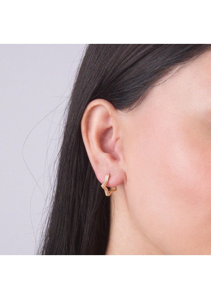 14 Ayar Yıldız Taşlı Halka Altın Küpe 2,47 gr indirimleri