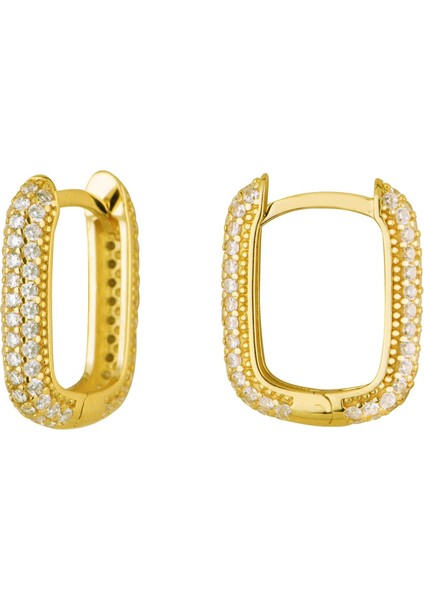 14 Ayar Dikdörtgen Taşlı Halka Altın Küpe 2,99 gr