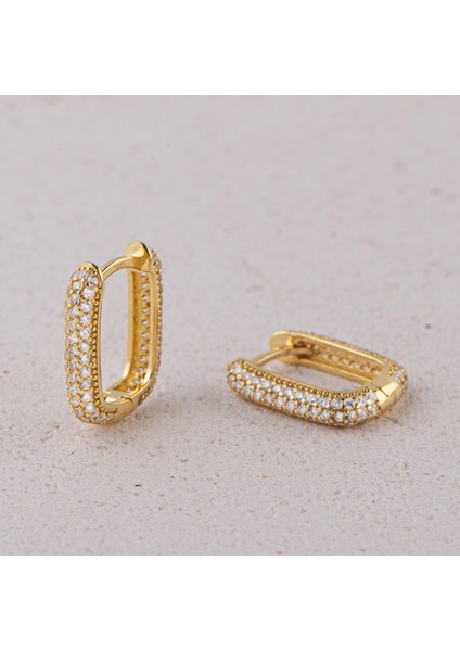 14 Ayar Dikdörtgen Taşlı Halka Altın Küpe 2,99 gr modelleri