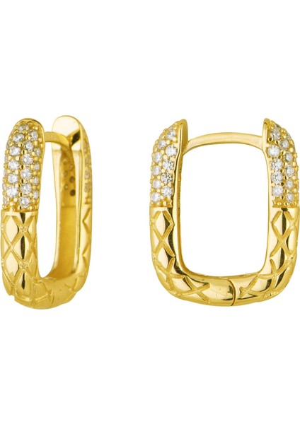 14 Ayar Dikdörtgen Taşlı Halka Altın Küpe 3,93 gr