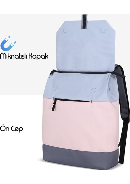 MCE-1302 14.1" Zen Eco Günlük Sırt Çantası Pembe Gri