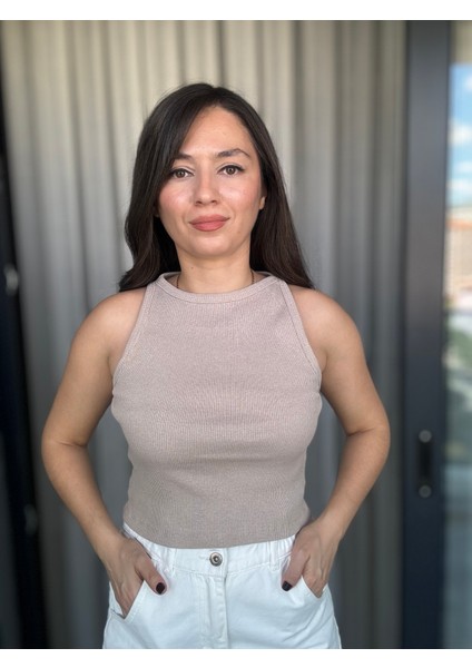 Bej Fitilli Sıfır Kol Atlet