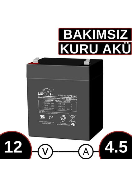 LEOCH 12V 4,5AH KURU TİP AKÜ