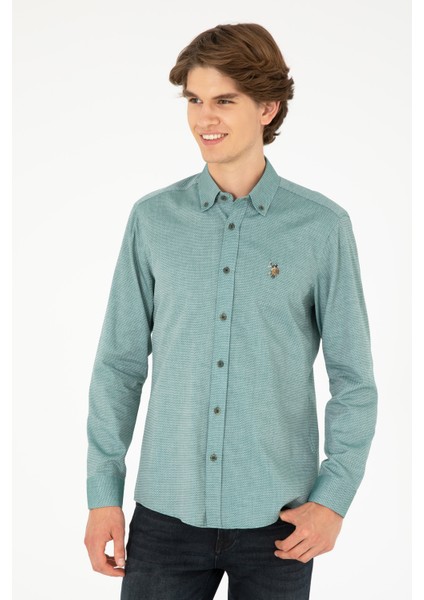 Erkek Koyu Yeşil Gömlek Basic 50295675-VR079