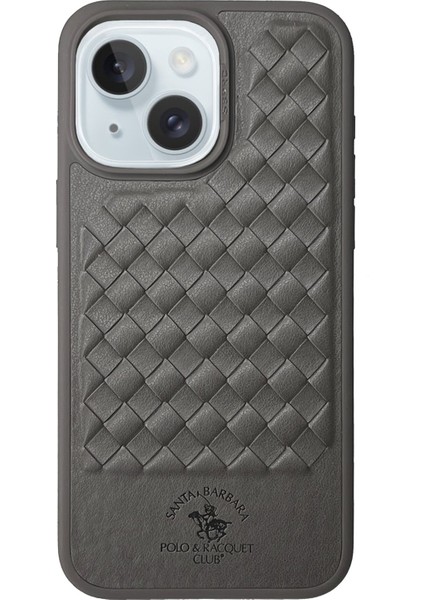 Santa Barbara Polo & Racquet Club Apple iPhone 15 Uyumlu Kılıf Pu Deri Business Kare Desen Ravel Kapak