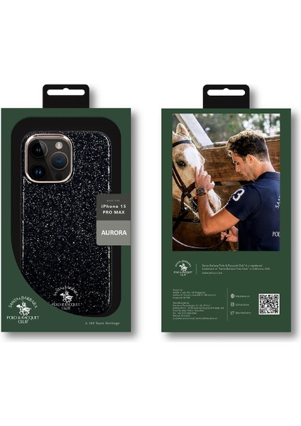 Santa Barbara Polo & Racquet Club Sbprc iPhone 15 Pro Uyumlu Kılıf Mekanik Tuşlu Simli Işıltılı Diaomand Seri Aurora Kapak