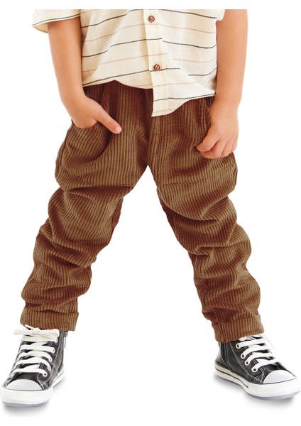 Fitilli Kadife Hardal Erkek Çocuk Pantolon