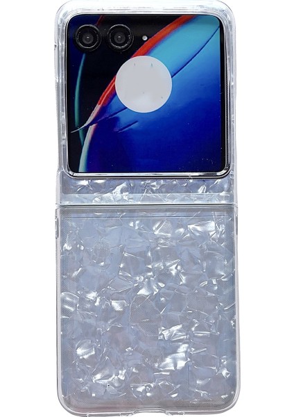 Motorola Razr 40 Ultra Beyaz Için Sedefli Shl Doku Kılıfı (Yurt Dışından)