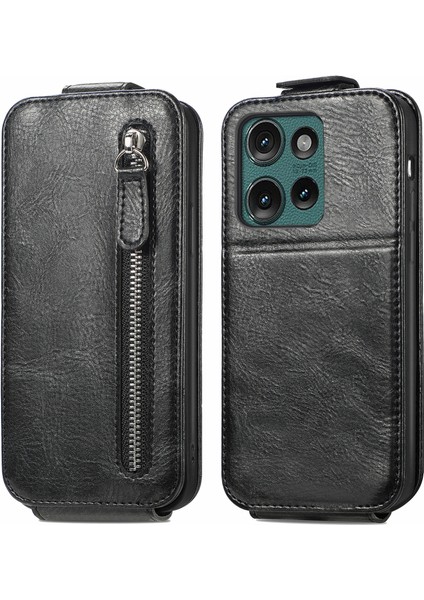 Motorola Edge 2024 Siyah Için Fermuarlı Cüzdan Kılıf (Yurt Dışından)