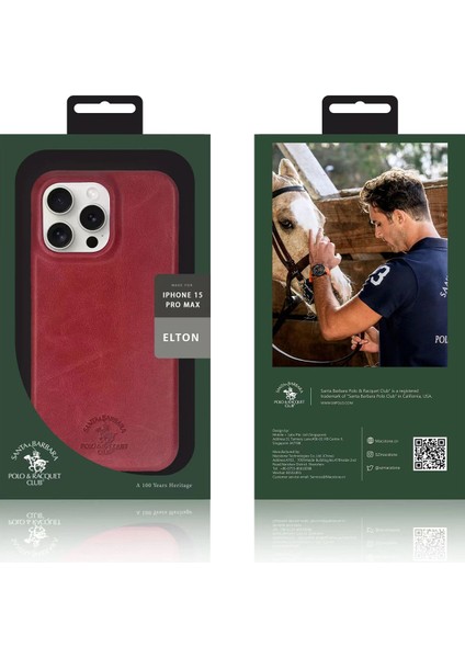 Santa Barbara Polo & Racquet Club Sbprc iPhone 15 Pro Uyumlu Kılıf Hakiki Deri Magsafe Elton Genuine Sert Kapak