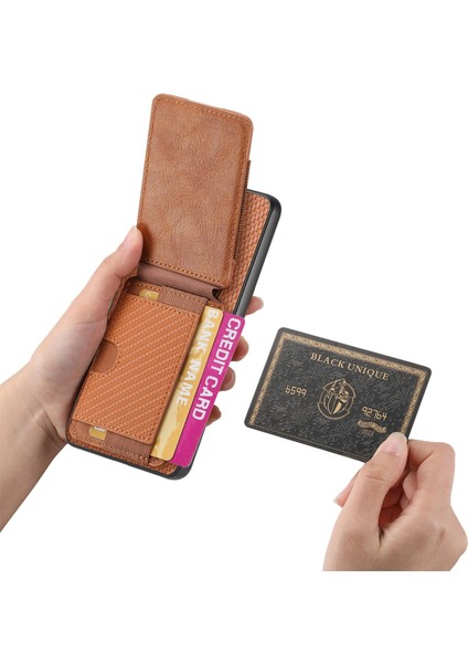 Motorola Moto E20 / E30 Kahverengi Için Karbon Fiber Standlı Kılıf (Yurt Dışından) fiyatları