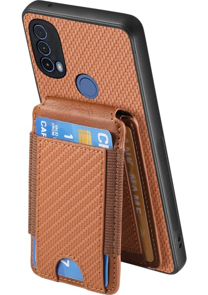 Motorola Moto E20 / E30 Kahverengi Için Karbon Fiber Standlı Kılıf (Yurt Dışından) fırsatları
