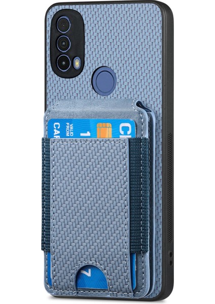Motorola Moto E20 / E30 Mavi Için Karbon Fiber Standlı Kılıf (Yurt Dışından) modelleri
