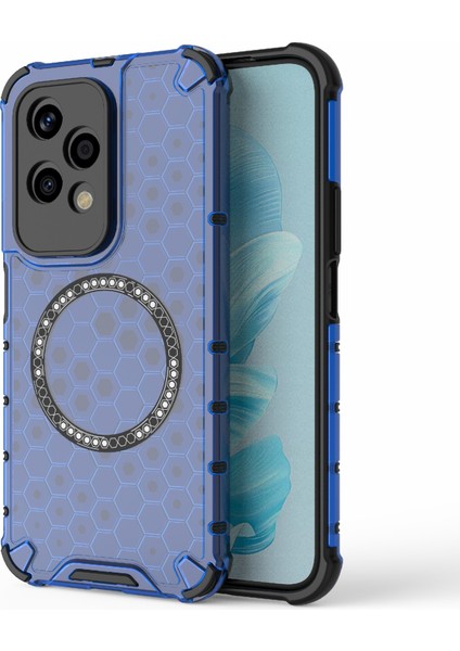 Honor 200 Lite Global Blue Için Petek Manyetik Halkalı Telefon Kılıfı (Yurt Dışından)