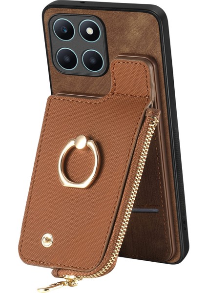 Honor X6A Brown Için Retro Fermuarlı Cüzdan Telefon Kılıfı (Yurt Dışından) fiyatları