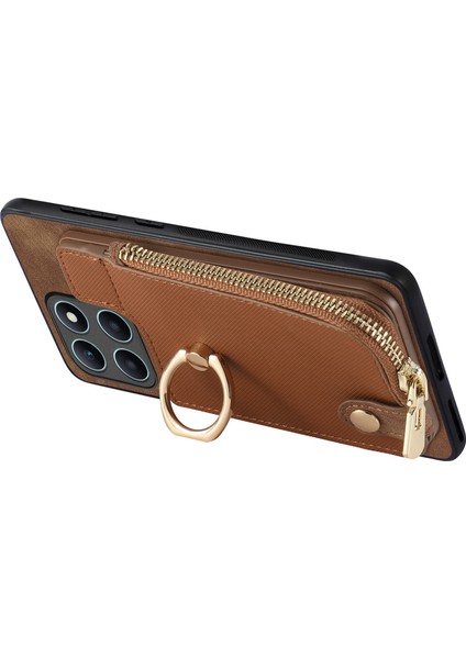 Honor X6A Brown Için Retro Fermuarlı Cüzdan Telefon Kılıfı (Yurt Dışından) modelleri