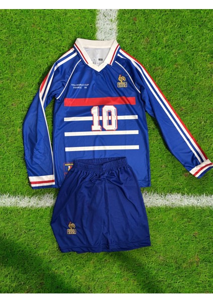 98 Dünya Kupası Finali Frans Milli Takımı Uzun Kollu Çocuk Zidane Forması fiyatları