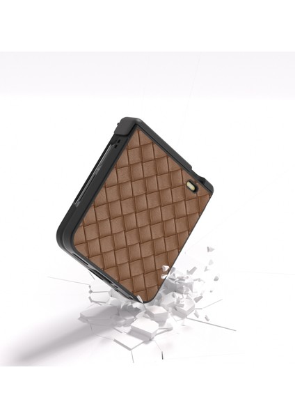 Honor Magic V Flip Brown Için Siyah Çerçeve Dokuma Dokulu Pu Kılıf (Yurt Dışından) modelleri