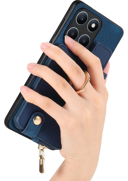 Onur X6A Mavi Için Retro Fermuarlı Cüzdan Telefon Kılıfı (Yurt Dışından) fırsatları