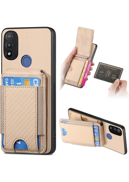 Motorola Moto E20 / E30 Haki Için Karbon Fiber Standlı Kılıf (Yurt Dışından)