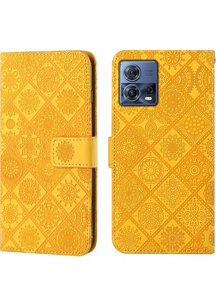 Motorola Moto S30 Pro Sarı Için Etnik Stil Pu Kılıf (Yurt Dışından)