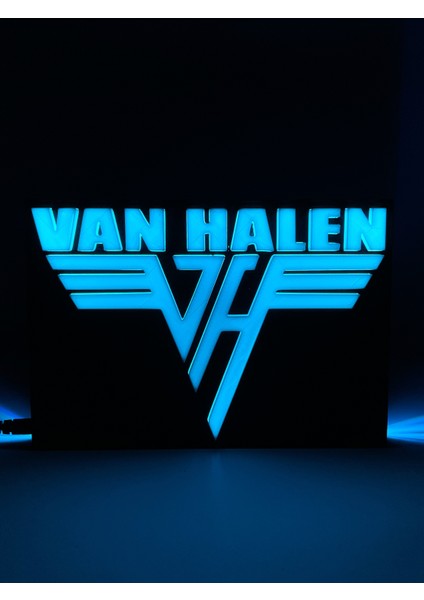 Van Halen - Rgb LED Işıklı 3 Boyutlu Tabela - 20CM x 14CM x 2cm (Bluetooth Kontrollü)