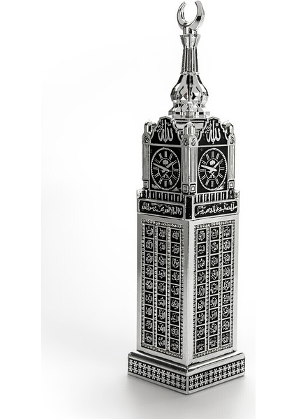 Saatli Kabe Zemzem Tower Küçük Boy Minyatür Maketi Dini Biblo Gümüş Rengi modelleri