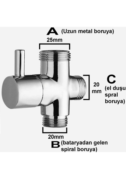 Yt32 Kartepe Banyo Robot Duş Seti Yönlendirici musluk 3/4x1/2x1/2