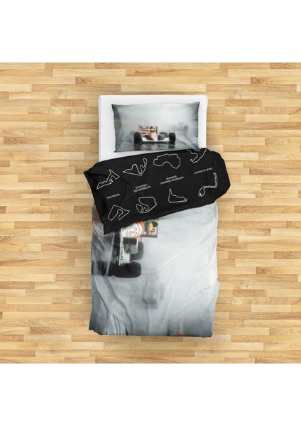 All Tracks Black / Rain Man V2 Çift Taraflı Nevresim Takımı - 200 cm x 220 cm