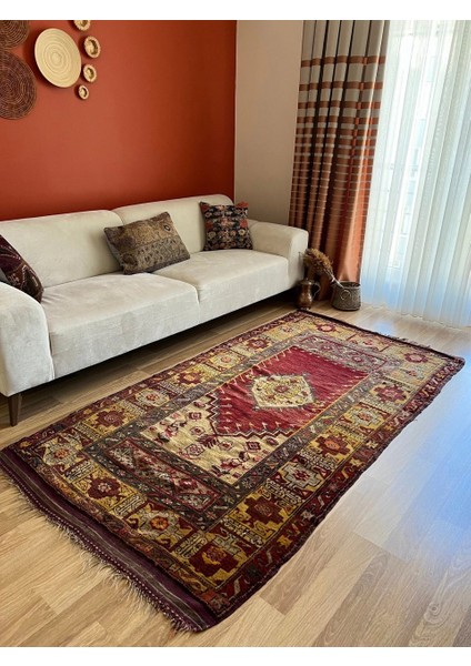 122X218 cm Boho Stili El Dokuma Antik Geleneksel Uşak Yün Halı fırsatları
