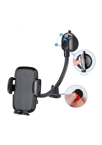 ® Ayarlanabilir Vakum Kilitli Cam ve Torpidoya Takılabilen Telefon Tutucu