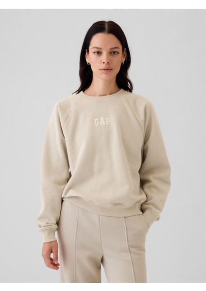 Kadın Bej Vintage Soft Raglan Sweatshirt