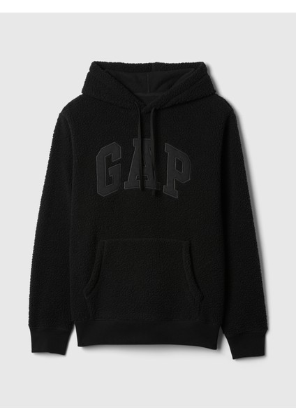 Erkek Siyah Gap Logo Sherpa Sweatshirt