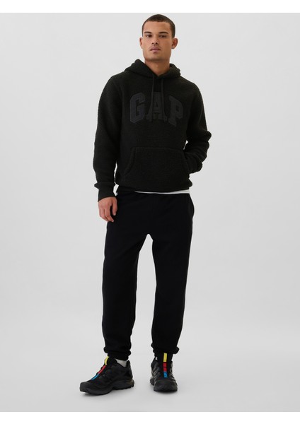 Erkek Siyah Gap Logo Sherpa Sweatshirt