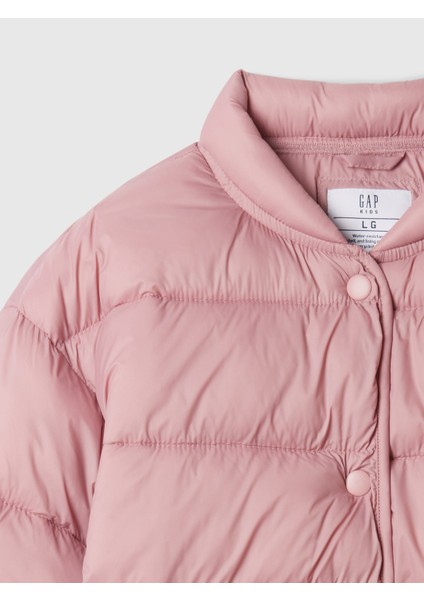 Kız Çocuk Pembe Lightweight Primaloft® P.u.r.e.™ Puffer Şişme Bomber Ceket